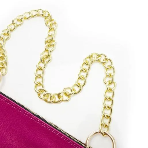 Dani Bag Fuschia Metallic Leather Women Moda In Pelle Shoulder Bags Dani Bag Fuschia Metallic Leather Women Moda In Pelle Shoulder Bags