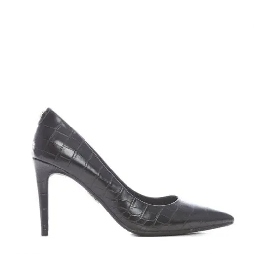 Daniela Black Patent Mocc Croc Women Moda In Pelle Mid Heel Shoes