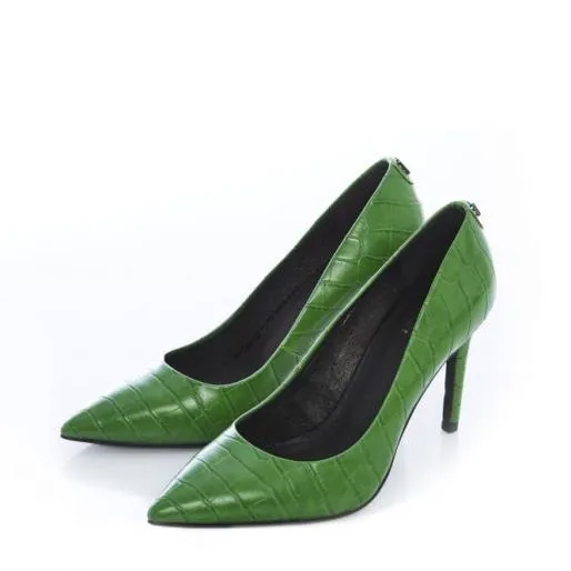 Daniela Green Patent Mocc Croc Women Moda In Pelle Mid Heel Shoes