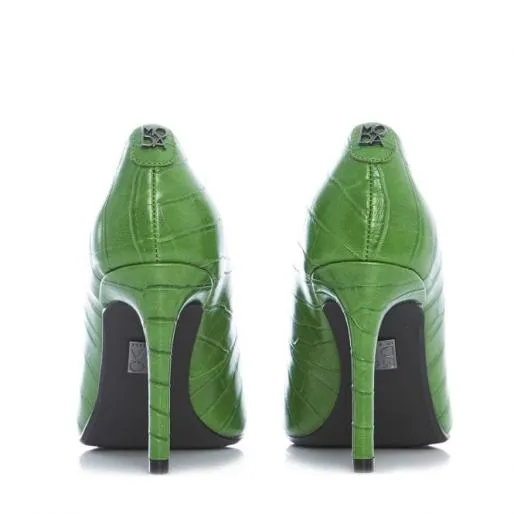 Daniela Green Patent Mocc Croc Women Moda In Pelle Mid Heel Shoes