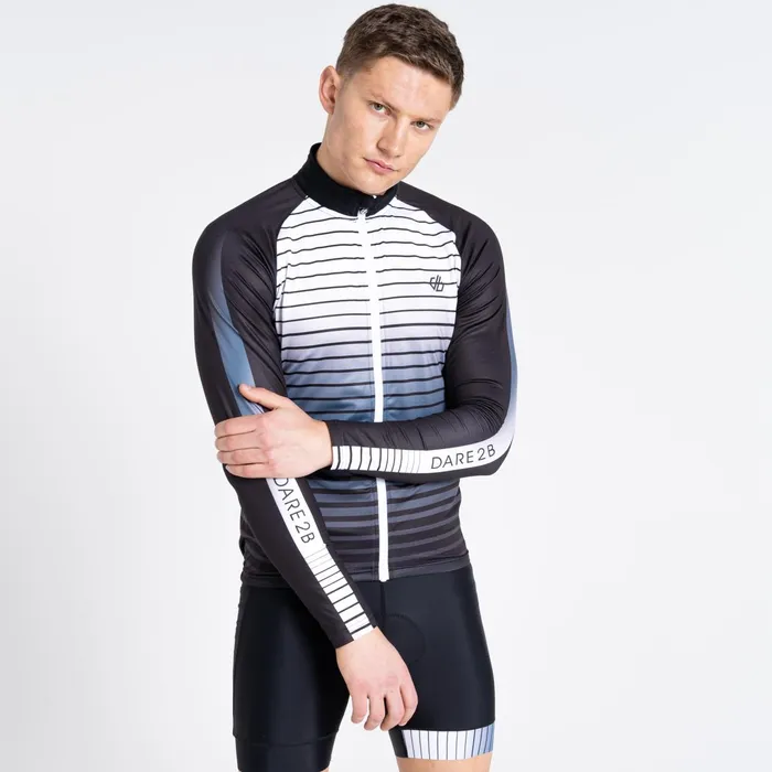 Dare 2b Cycling Jerseys Aep Virtuous Long Sleeved Cycling Jersey Black Underlined Print 8211 Men