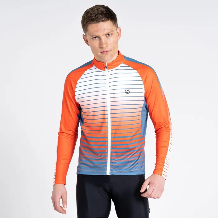 Dare 2b Cycling Jerseys Aep Virtuous Long Sleeved Cycling Jersey Stellar Blue Underlined Print 8211 Men