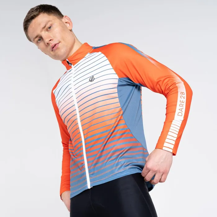 Dare 2b Cycling Jerseys Aep Virtuous Long Sleeved Cycling Jersey Stellar Blue Underlined Print 8211 Men