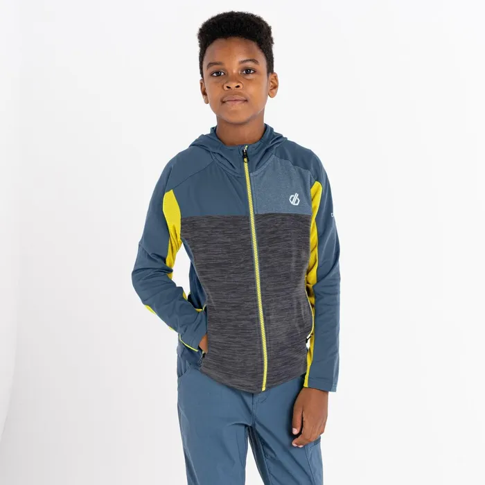 Dare 2b Fleece Thriving Hooded Core Stretch Midlayer Orion Grey Electric Yellow 8211 KidsNA Dare 2b Fleece Thriving Hooded Core Stretch Midlayer Orion Grey Electric Yellow 8211 KidsNA