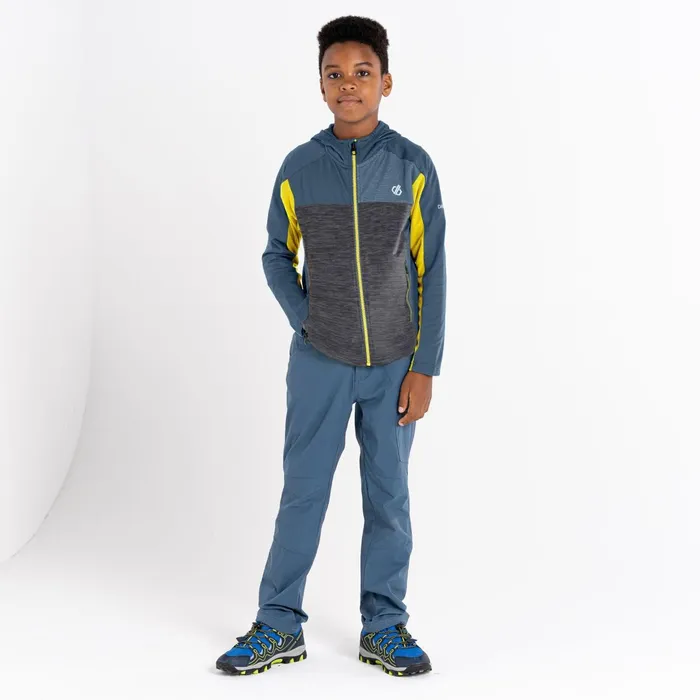 Dare 2b Fleece Thriving Hooded Core Stretch Midlayer Orion Grey Electric Yellow 8211 KidsNA