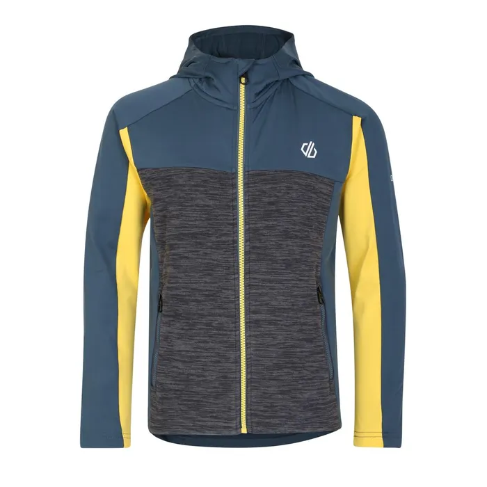 Dare 2b Fleece Thriving Hooded Core Stretch Midlayer Orion Grey Electric Yellow 8211 KidsNA