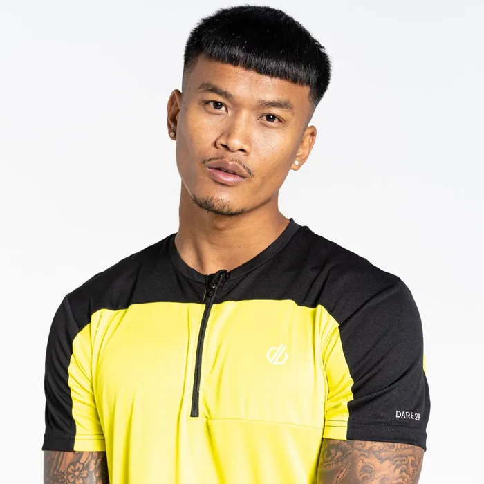 Dare 2b Gym Tops Aces Iii Recycled Zip Up Jersey Neon Spring Black 8211 Men
