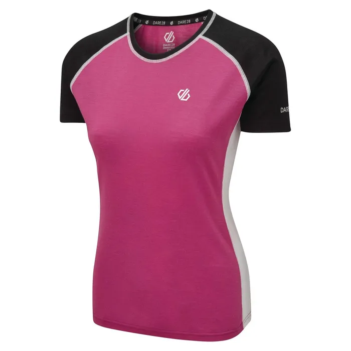 Dare 2b Gym Tops Fixate Wool TShirt Active Pink Black 8211 Women Dare 2b Gym Tops Fixate Wool TShirt Active Pink Black 8211 Women