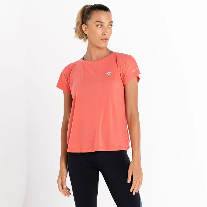Dare 2b Gym Tops Persisting Lightweight Gym Tee Neon Peach Marl 8211 Women