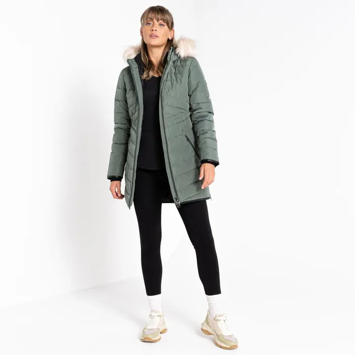 Dare 2b Insulated Jackets Striking Iii Mid Length Padded Jacket Duck Green 8211 Women