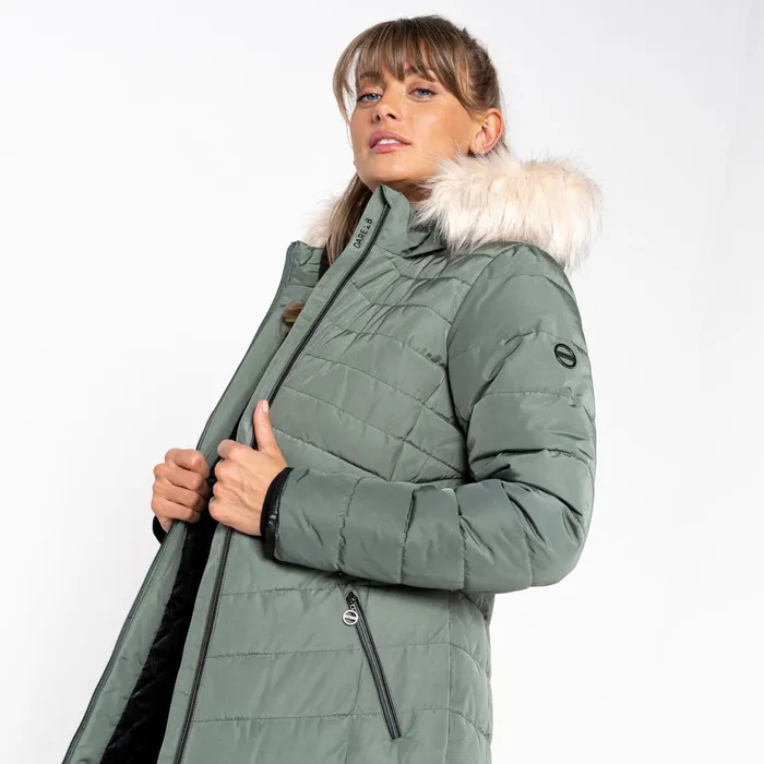 Dare 2b Insulated Jackets Striking Iii Mid Length Padded Jacket Duck Green 8211 Women