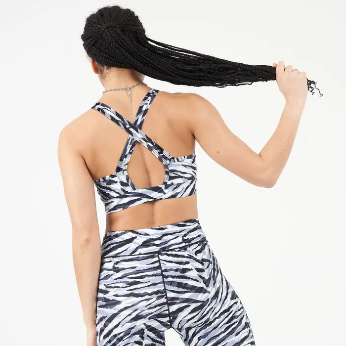 Dare 2b Low Impact Mantra Recycled Sports Bra Black White Zebra Print 8211 Women