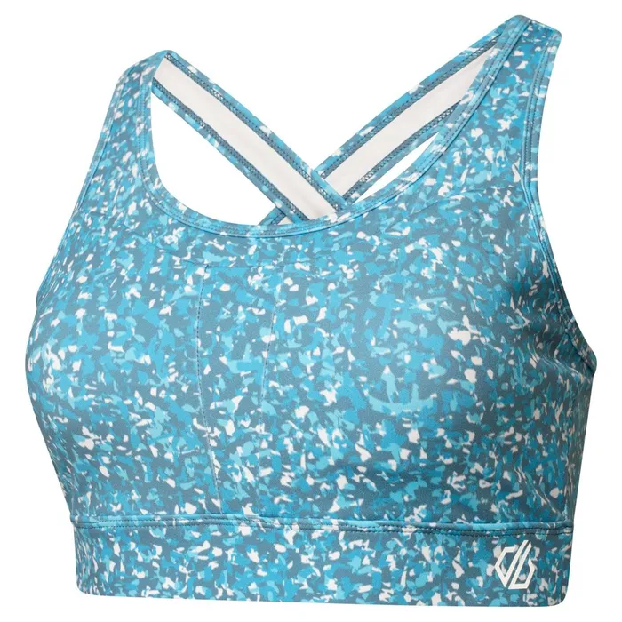 Dare 2b Low Impact Mantra Recycled Sports Bra Capri Blue Fracture Print 8211 Women