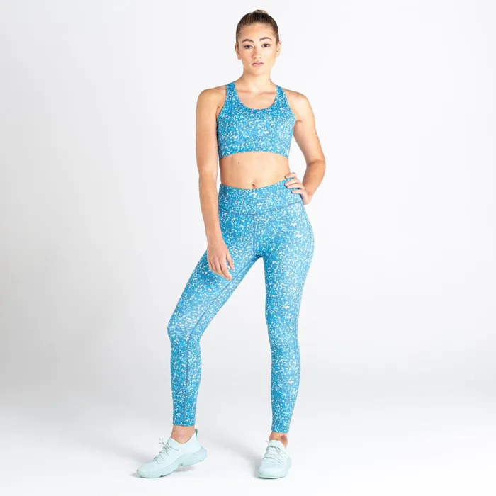 Dare 2b Low Impact Mantra Recycled Sports Bra Capri Blue Fracture Print 8211 Women