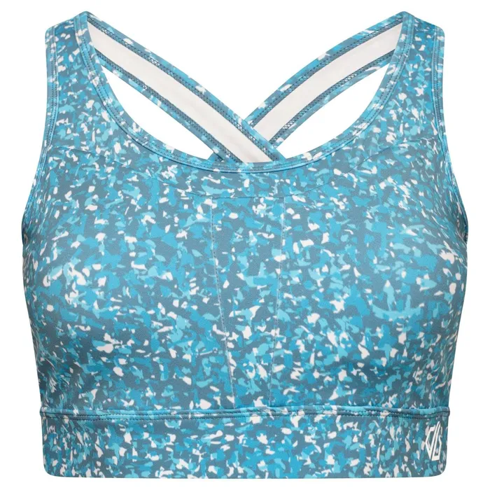 Dare 2b Low Impact Mantra Recycled Sports Bra Capri Blue Fracture Print 8211 Women
