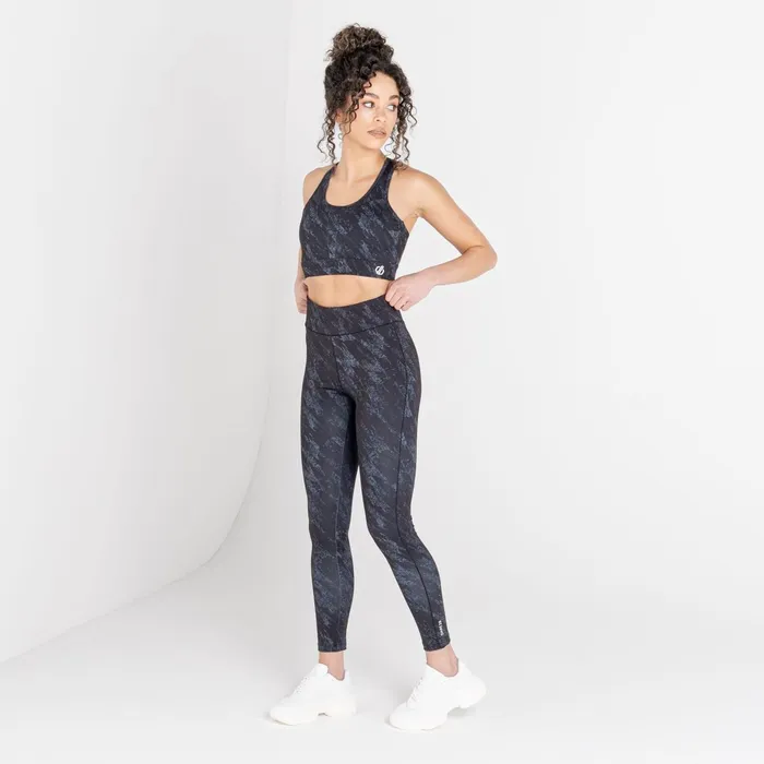 Dare 2b Low Impact Mantra Recycled Sports Bra Ebony Grey Shard Print 8211 Women
