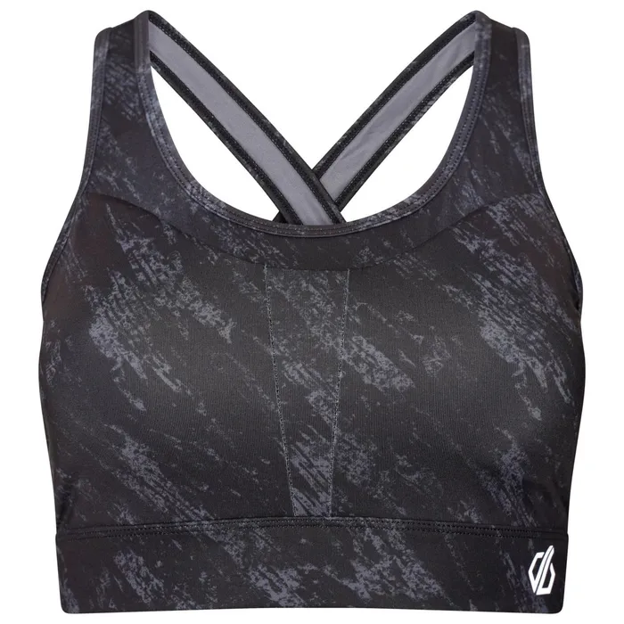 Dare 2b Low Impact Mantra Recycled Sports Bra Ebony Grey Shard Print 8211 Women
