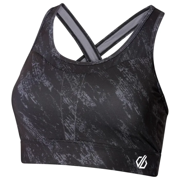 Dare 2b Low Impact Mantra Recycled Sports Bra Ebony Grey Shard Print 8211 Women