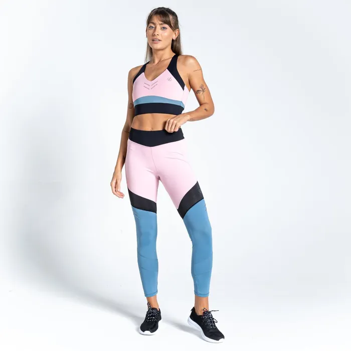 Dare 2b Medium Impact Crystallize Recycled Sports Bra Powder Pink Bluestone 8211 Women