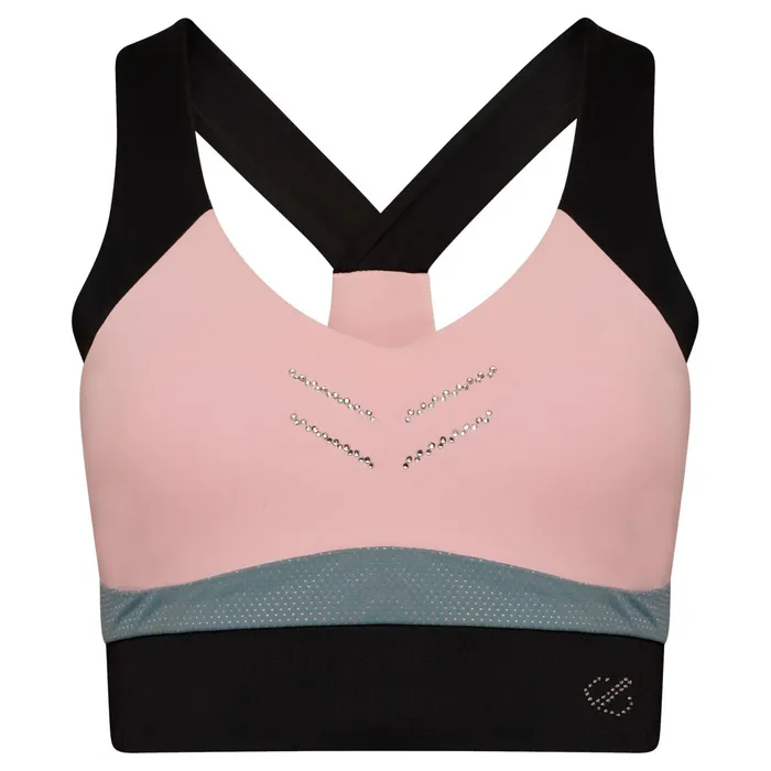 Dare 2b Medium Impact Crystallize Recycled Sports Bra Powder Pink Bluestone 8211 Women