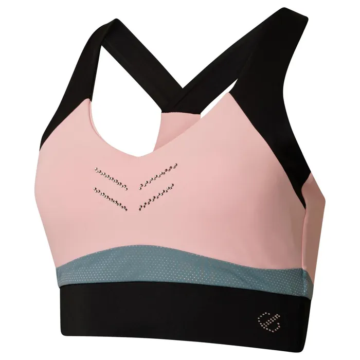 Dare 2b Medium Impact Crystallize Recycled Sports Bra Powder Pink Bluestone 8211 Women