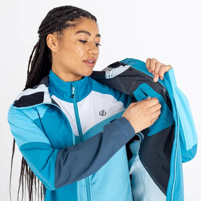 Dare 2b Waterproof Jackets Checkpoint Iii Recycled Waterproof Jacket Capri Blue Crystal Seas 8211 Women
