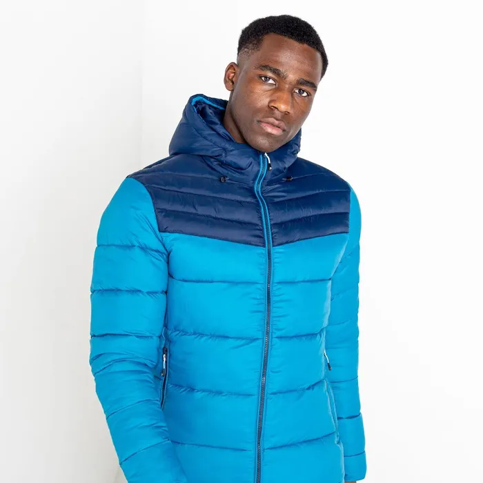 Dare 2b Waterproof Jackets Hot Shot Hooded Baffled Jacket Dark Methyl Nighfall Navy 8211 Men