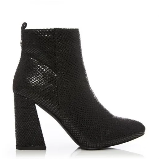 Delfie Black Snake Print Women Moda In Pelle Ankle Boots