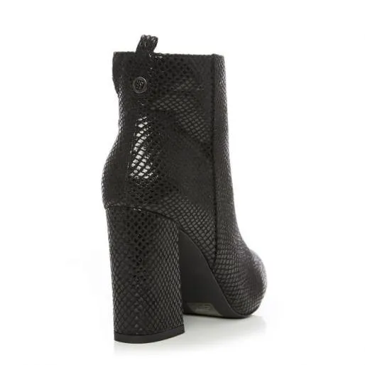 Delfie Black Snake Print Women Moda In Pelle Ankle Boots