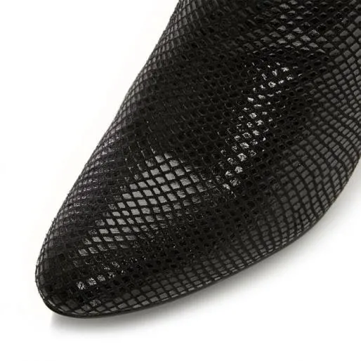 Delfie Black Snake Print Women Moda In Pelle Ankle Boots