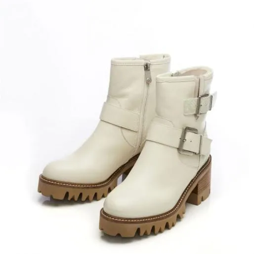 Delihla Cream Leather Women Moda In Pelle Ankle Boots Delihla Cream Leather Women Moda In Pelle Ankle Boots