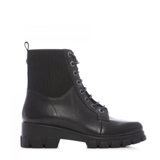 Demmie Black Leather Women Moda In Pelle Ankle Boots
