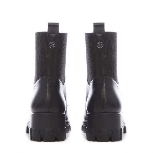 Demmie Black Leather Women Moda In Pelle Ankle Boots