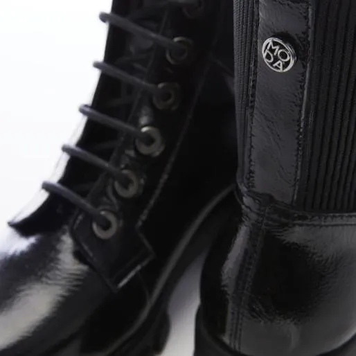 Demmie Black Patent Leather Women Moda In Pelle Ankle Boots Demmie Black Patent Leather Women Moda In Pelle Ankle Boots