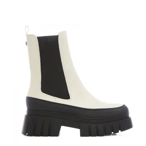 Diiva White Leather Women Moda In Pelle Ankle Boots