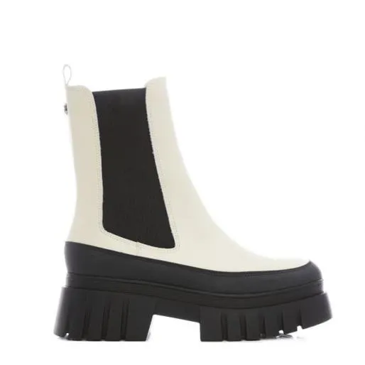 Diiva White Leather Women Moda In Pelle Ankle Boots