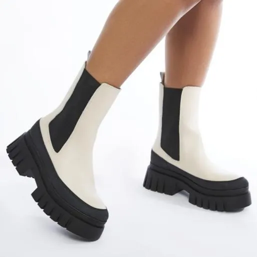 Diiva White Leather Women Moda In Pelle Ankle Boots