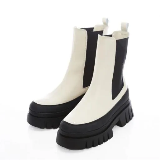 Diiva White Leather Women Moda In Pelle Ankle Boots