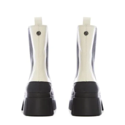 Diiva White Leather Women Moda In Pelle Ankle Boots