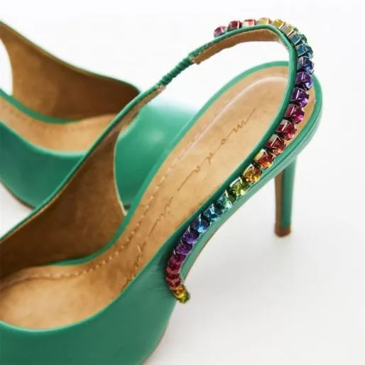 Divah Green Leather Women Moda In Pelle Mid Heel Shoes Divah Green Leather Women Moda In Pelle Mid Heel Shoes