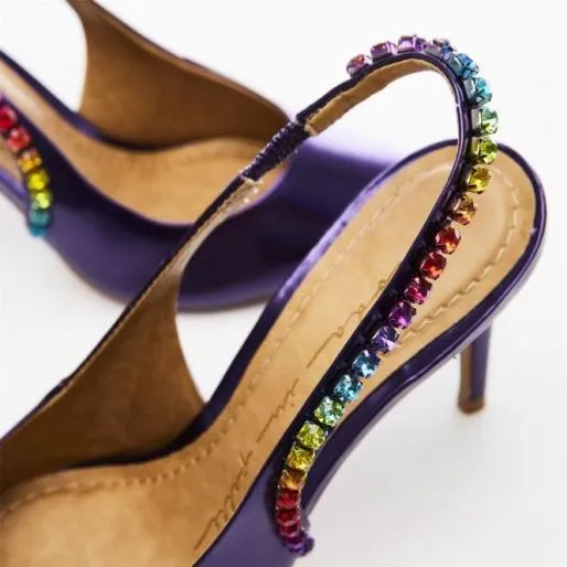 Divah Purple Metallic Leather Women Moda In Pelle Mid Heel Shoes Divah Purple Metallic Leather Women Moda In Pelle Mid Heel Shoes