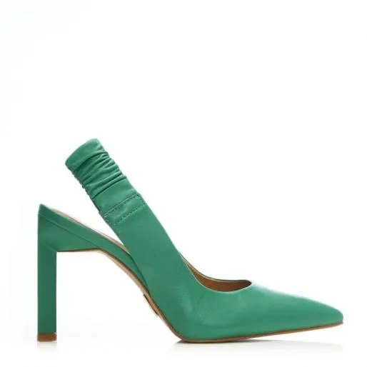 Dynasty Green Leather Women Moda In Pelle Mid Heel Shoes