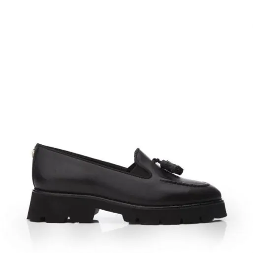 Easton Black Leather Women Moda In Pelle Brogues And Loafers