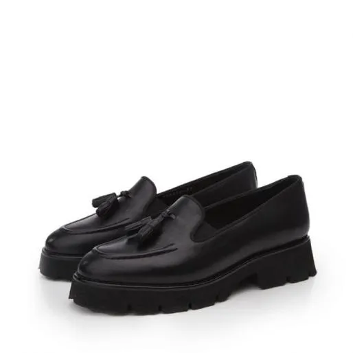 Easton Black Leather Women Moda In Pelle Brogues And Loafers Easton Black Leather Women Moda In Pelle Brogues And Loafers
