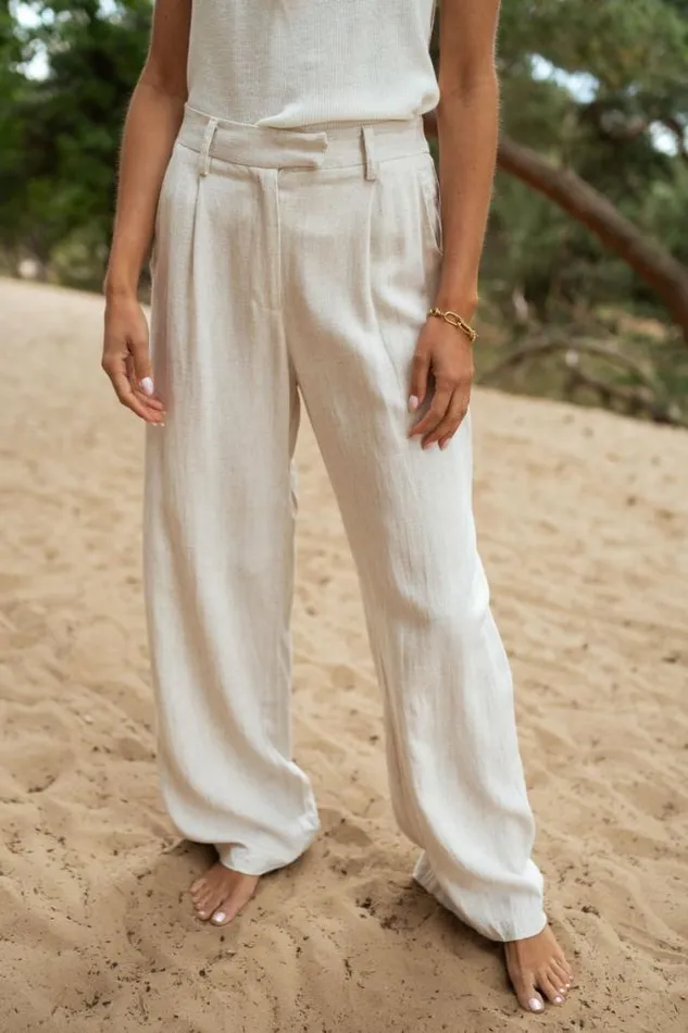 Easy Clothes Beige Joey Linen Pants Beige Women039s Clothing Pants and Jeans
