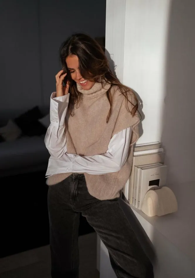 Easy Clothes Beige Noa Short Sleeve Sweater Women039s Clothing Sweaters