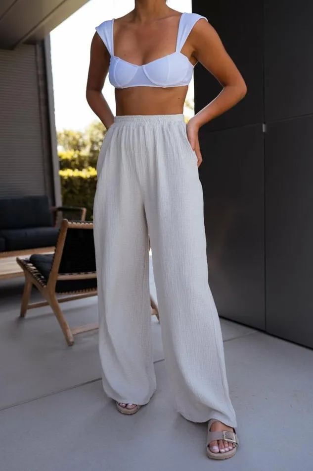Easy Clothes Beige Shiva Cotton Gauze Pants Beige Women039s Clothing Pants and Jeans