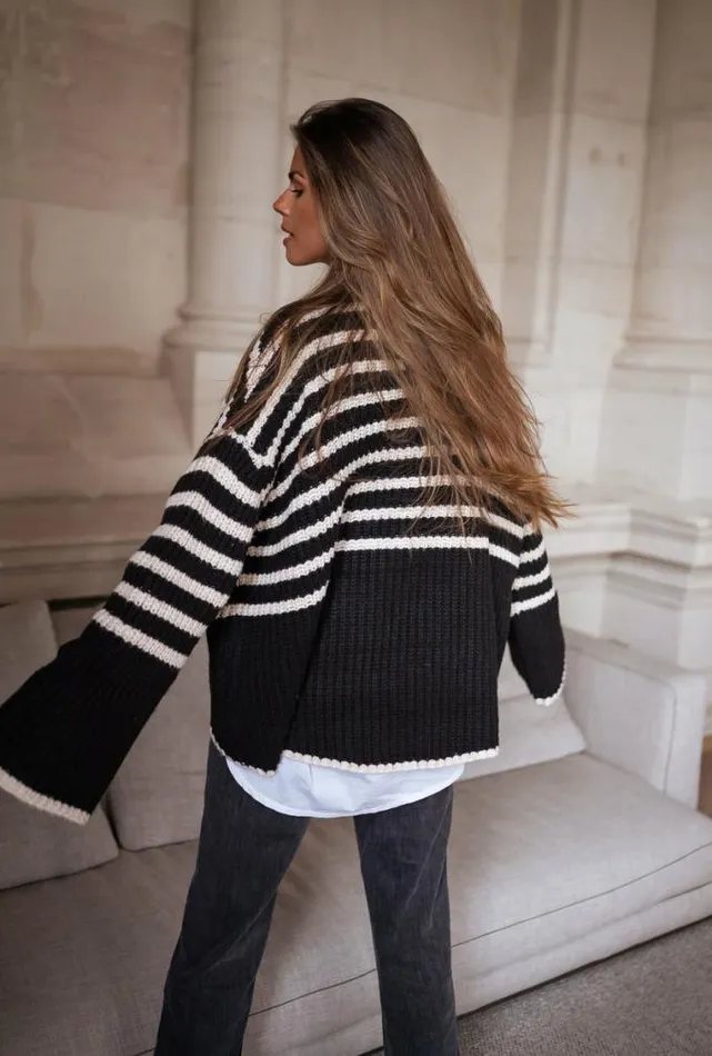 Easy Clothes Black And Ecru Striped Genna Sweater Women039s Clothing Sweaters Easy Clothes Black And Ecru Striped Genna Sweater Women039s Clothing Sweaters
