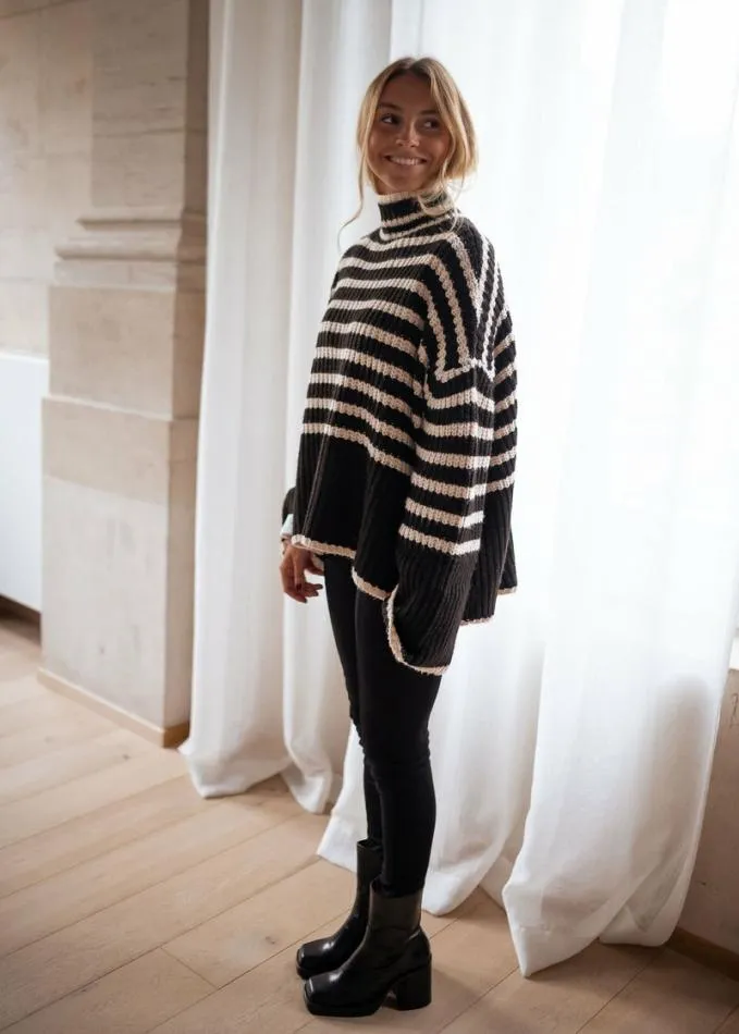 Easy Clothes Black And Ecru Striped Genna Sweater Women039s Clothing Sweaters Easy Clothes Black And Ecru Striped Genna Sweater Women039s Clothing Sweaters