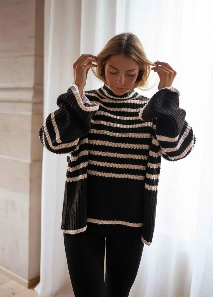 Easy Clothes Black And Ecru Striped Genna Sweater Women039s Clothing Sweaters Easy Clothes Black And Ecru Striped Genna Sweater Women039s Clothing Sweaters